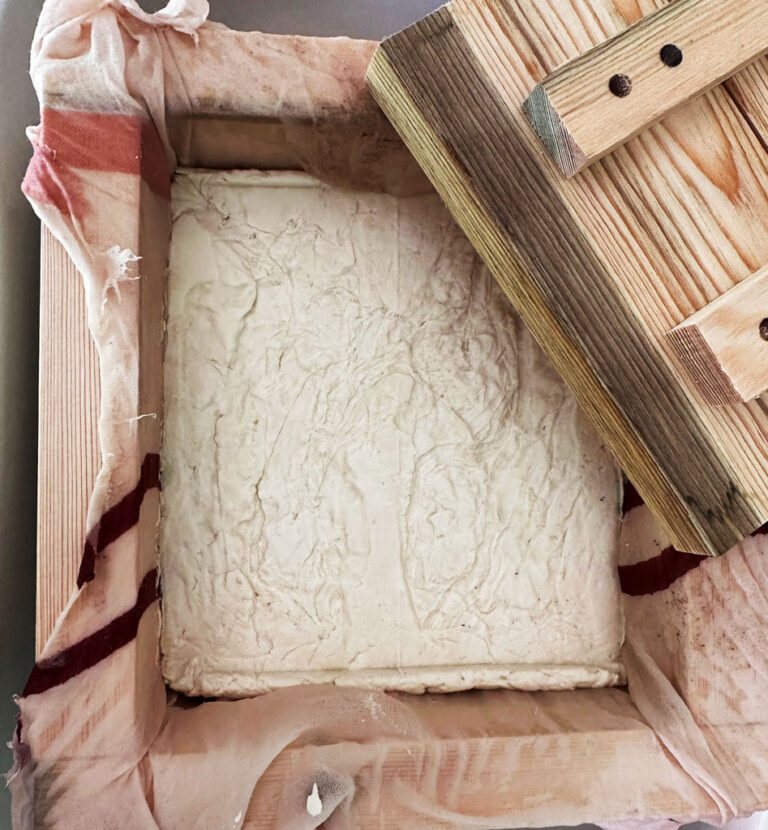 tofu frais qui sort de sa press